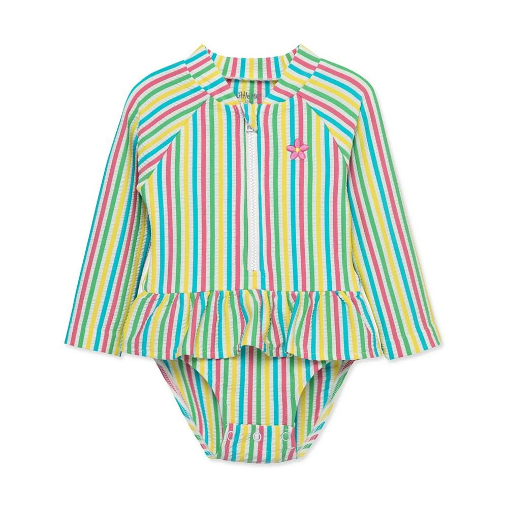 商品Little Me|Baby Girls Rainbow Stripe Rash Guard 1-Piece Swimsuit,价格¥268,第1张图片