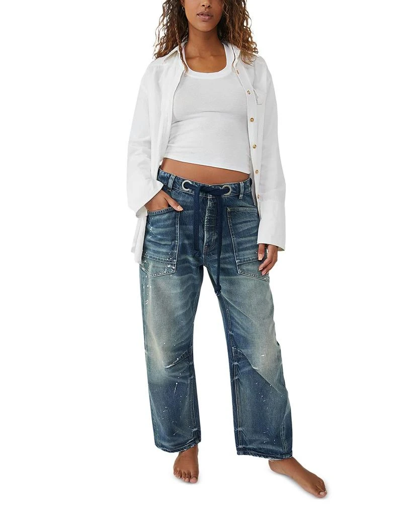 We The Free Moxie Low Slung Pull On Barrel Jeans in Timeless Blue 商品