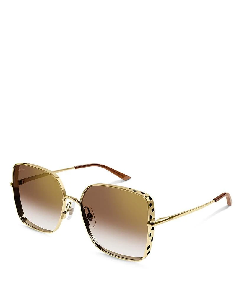 商品Cartier|Panthere De Cartier 24K Gold Plated Square Sunglasses,价格¥10065,第1张图片