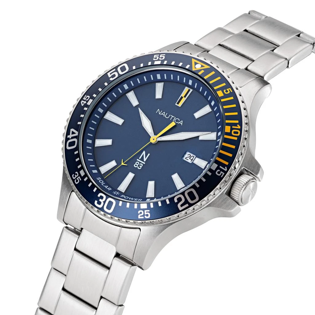 商品Nautica|Nautica Mens Cocoa Beach Solar-Powered Stainless Steel 3-Hand Watch,价格¥1192,第2张图片详细描述