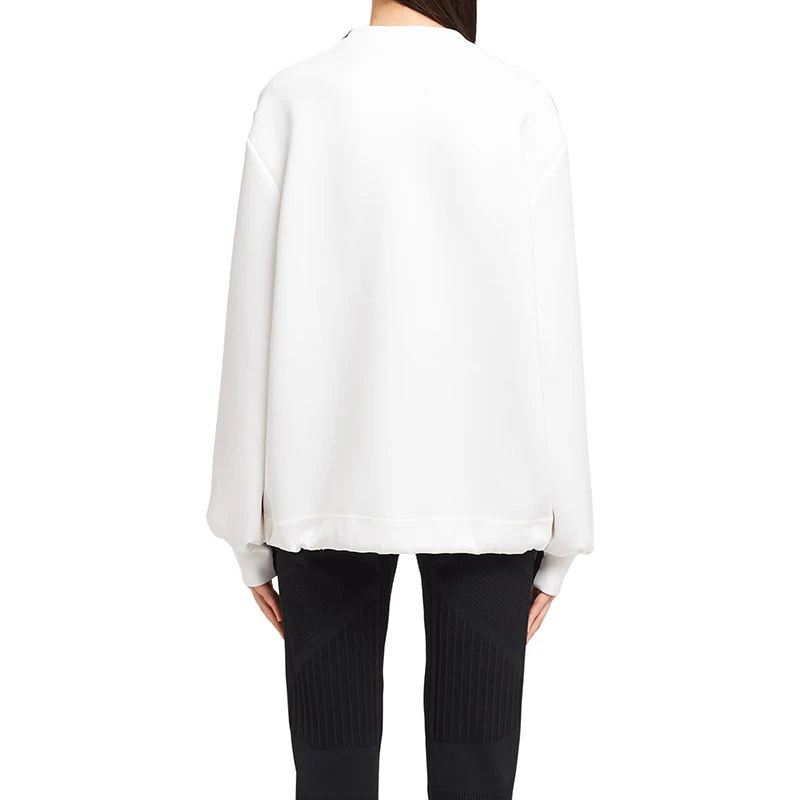 商品Prada|【预售3-7天】PRADA/普拉达  Double Technical系列 女士白色再生聚酯纤维尼龙面料Oversize圆领运动衫卫衣134612_LJ4_F0009_S_202,价格¥8471,第6张图片详细描述