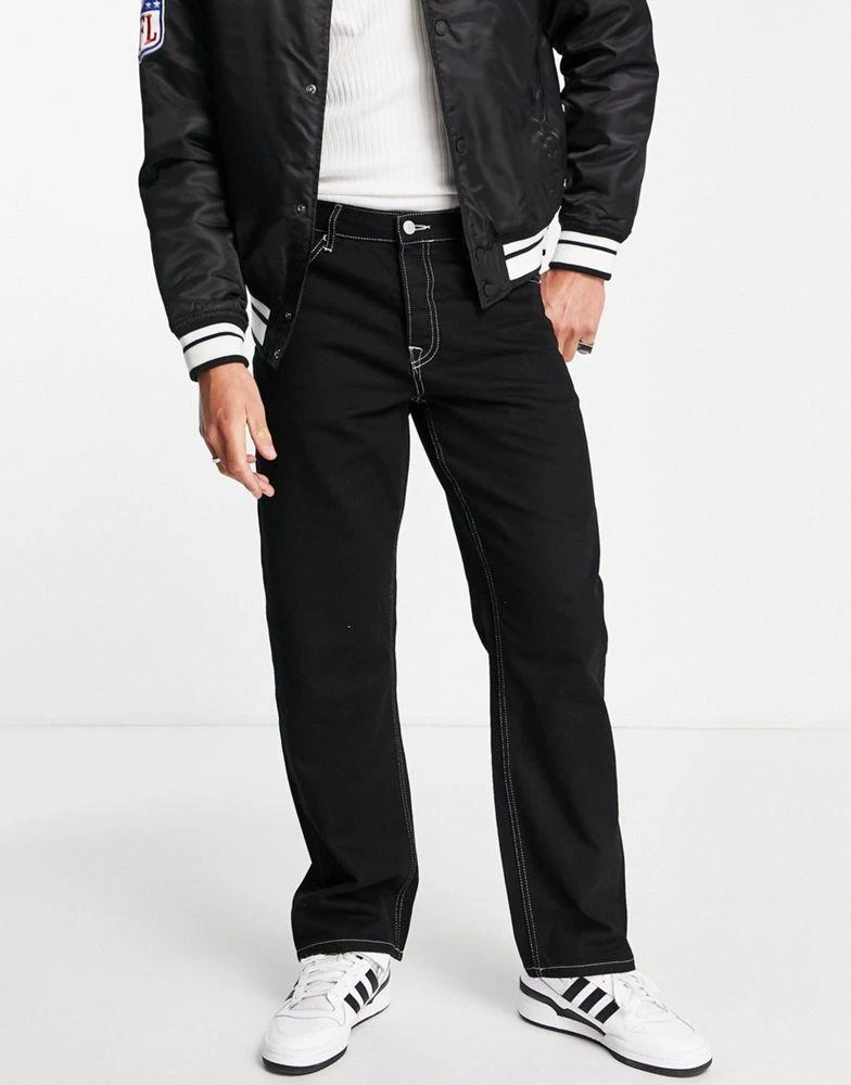 商品Topman|Topman baggy contrast stitch jeans in black,价格¥207,第2张图片详细描述