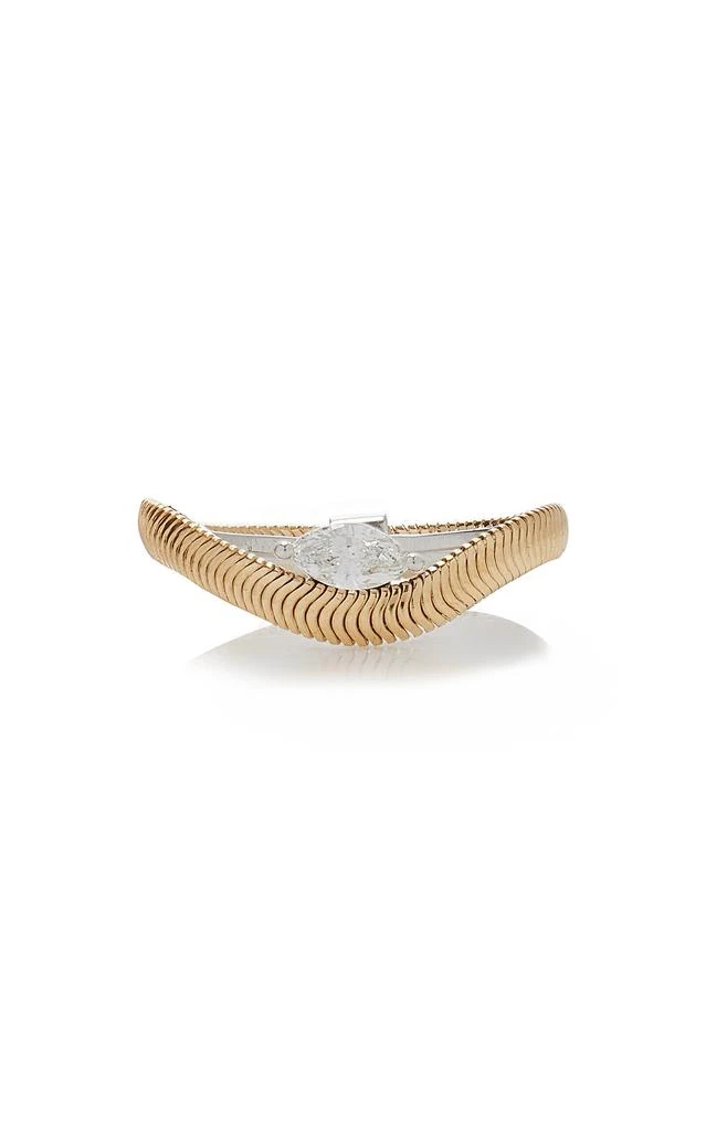 商品Nikos Koulis|Nikos Koulis - 18K White and Yellow Gold Feelings Thin Diamond Ring - Gold - US 6.75 - Moda Operandi - Gifts For Her,价格¥38657,第1张图片