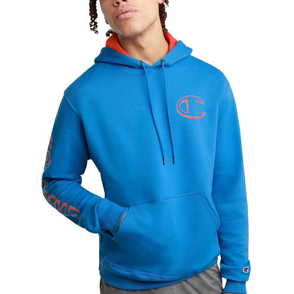 商品CHAMPION|Men's Powerblend Standard-Fit Logo-Print Fleece Hoodie,价格¥248,第1张图片