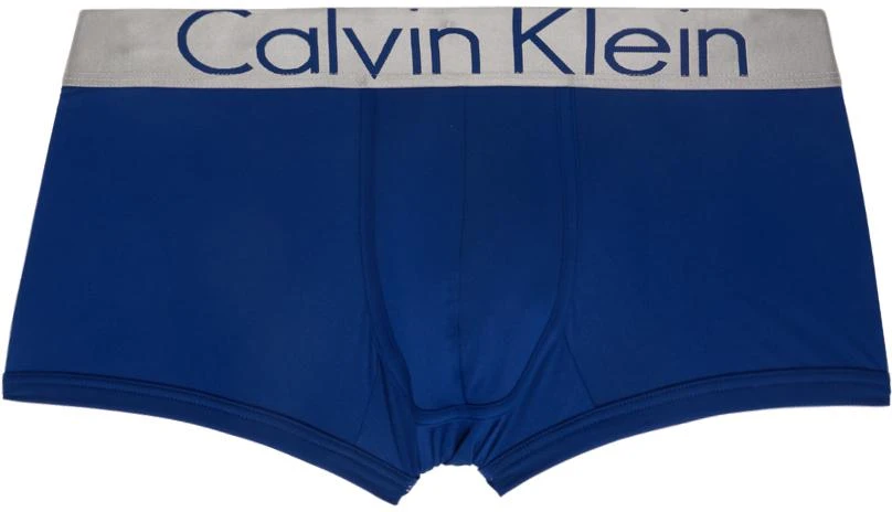 商品Calvin Klein|Three-Pack Blue & Black Microfibre Low Rise Trunk Boxers,价格¥265,第4张图片详细描述