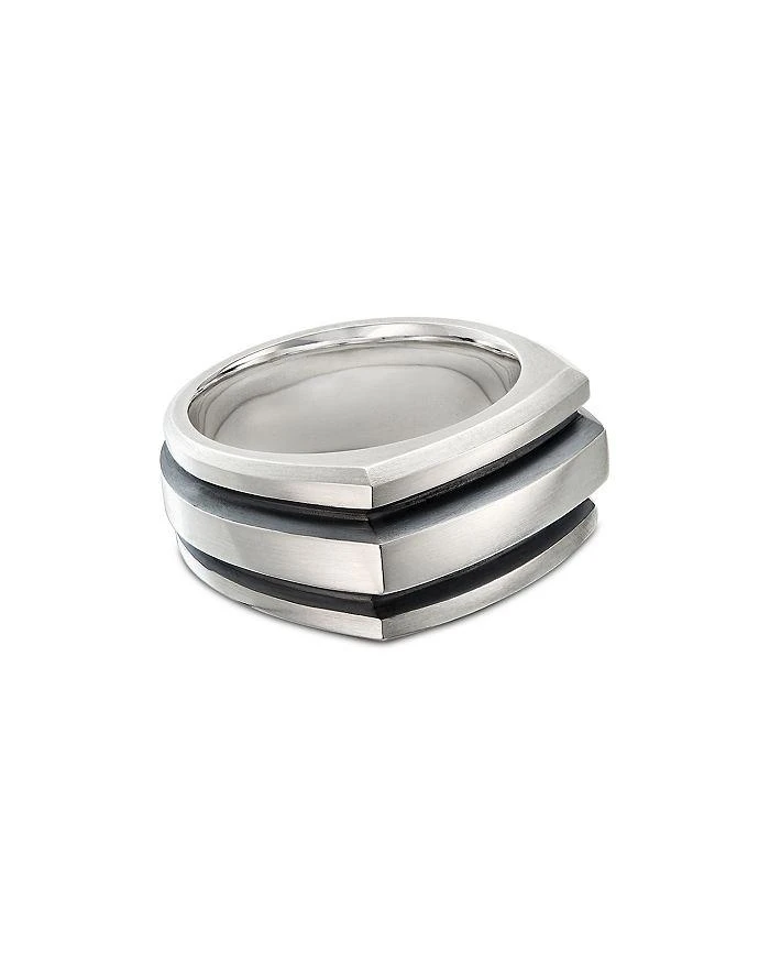 商品David Yurman|Men's Sterling Silver & Black Enamel Deco Cigar Band Ring,价格¥3366,第1张图片