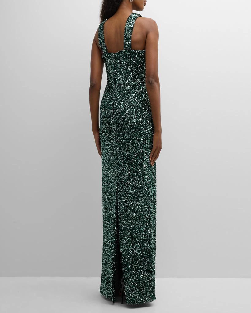 商品Teri Jon|Sequin Crossover Halter Gown,价格¥2515,第5张图片详细描述