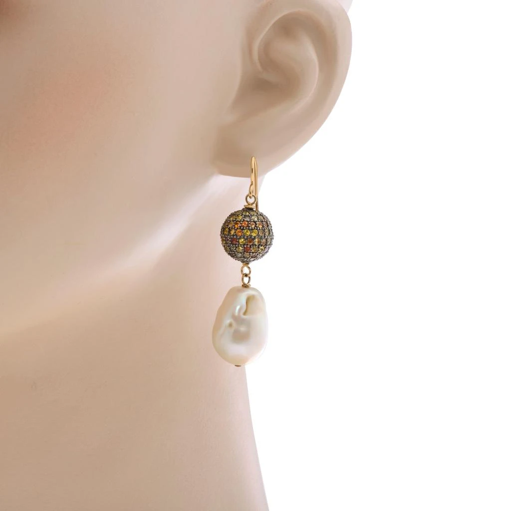 商品Zydo|Zydo Sterling Silver, Multicolored Sapphire 16.60ct. tw. and Pearl 12mm Drop Earrings,价格¥17597,第2张图片详细描述