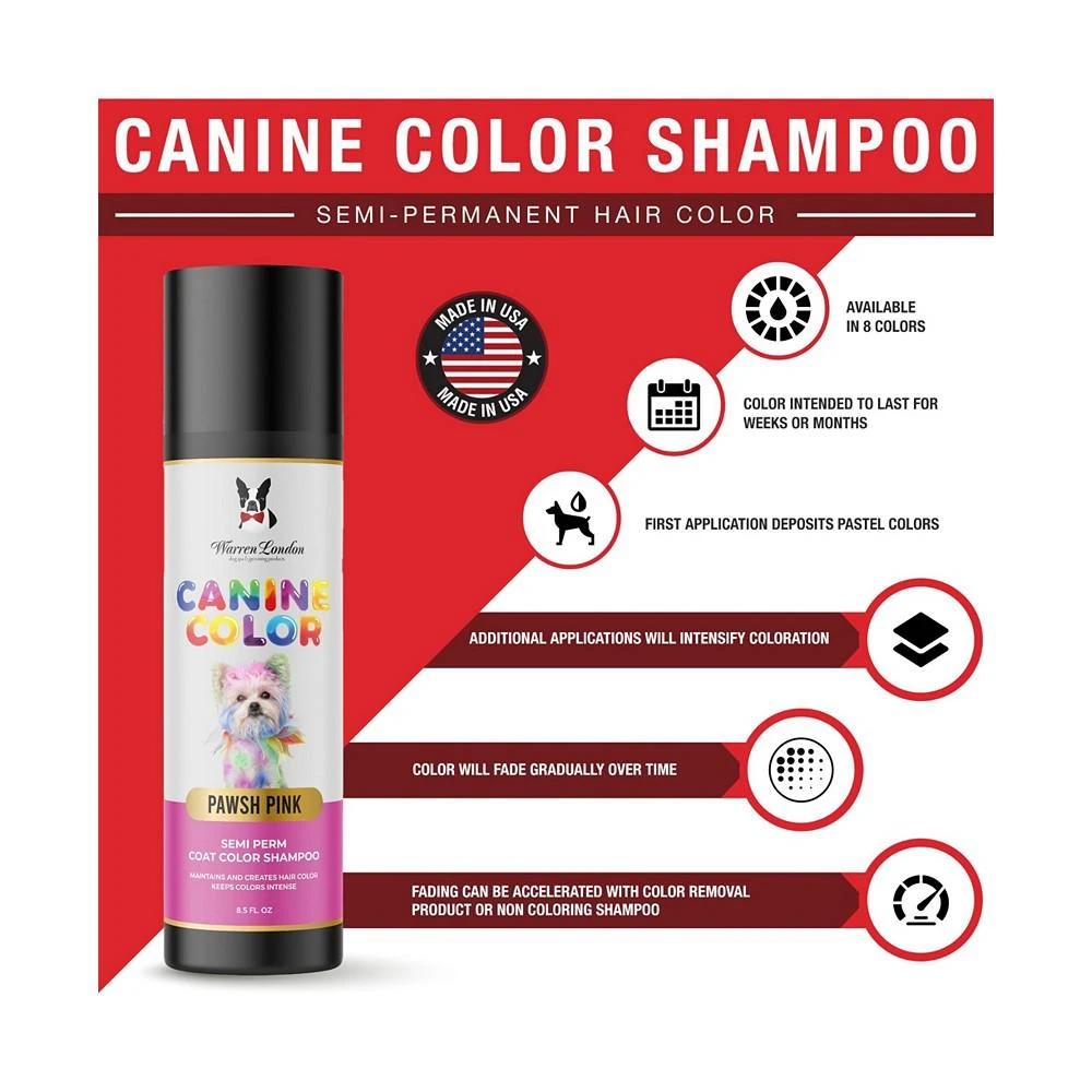 商品Warren London|Canine Color Semi Perm Coat Color Shampoo for Dogs by | A Longer Lasting Option to Dog Hair Dye Temporary Coloring | Wash-In Pet Safe Dye for Dogs,价格¥127,第3张图片详细描述