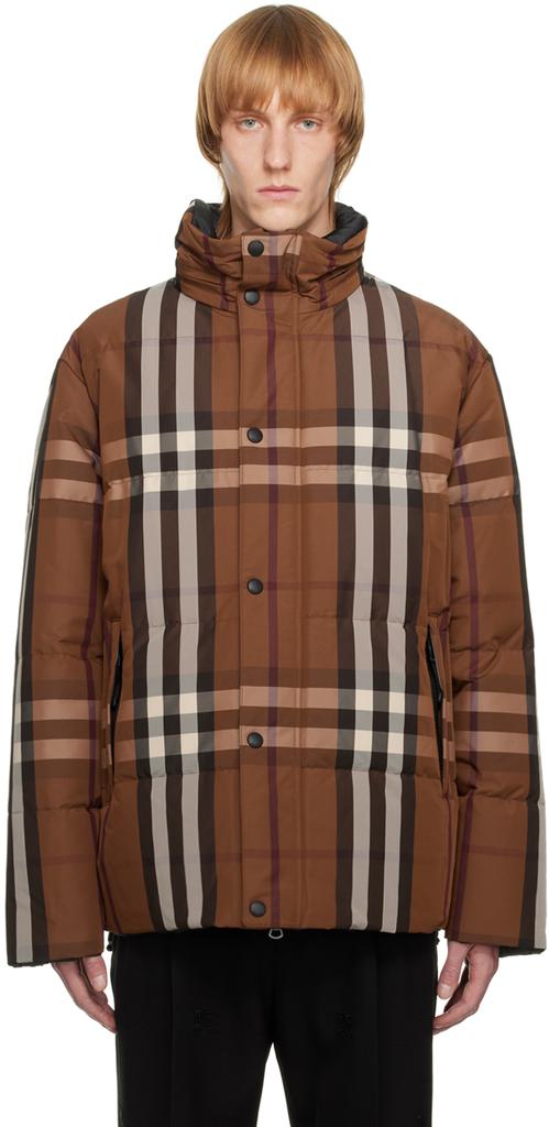 Brown Check Reversible Down Jacket商品第1张图片规格展示