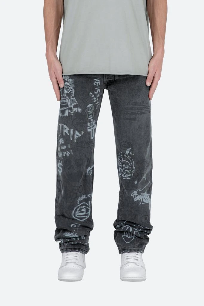 商品MNML|V443 Terry Grave Baggy Denim - Black,价格¥422,第1张图片