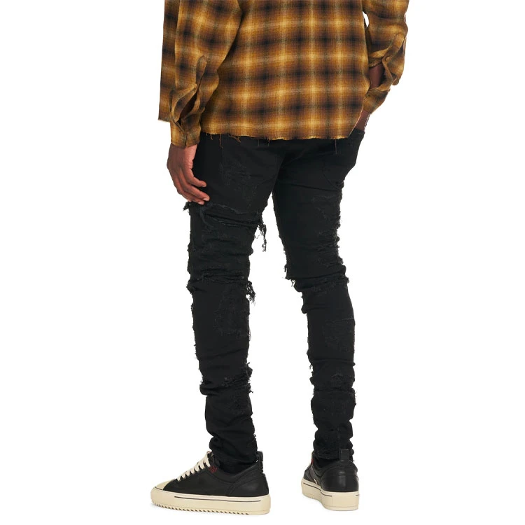 商品[国内直发] Represent|SS21 复古破洞做旧牛仔裤 男款 黑色,价格¥931,第3张图片详细描述