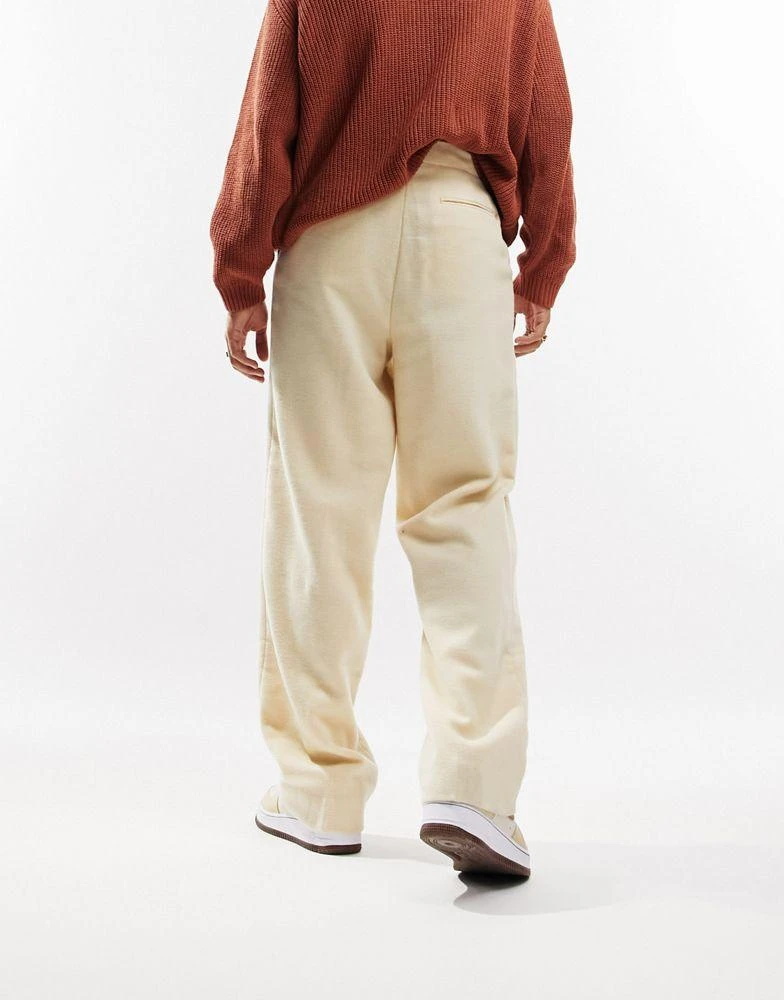 商品ASOS|ASOS DESIGN smart wide wool mix trousers in stone puppytooth,价格¥332,第4张图片详细描述