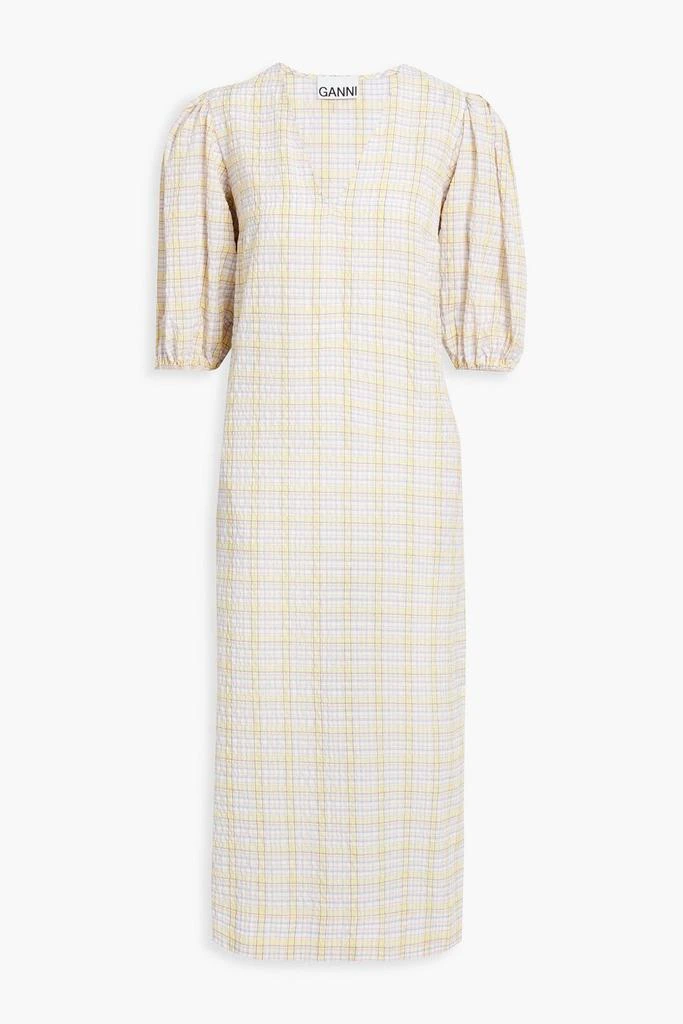 商品Ganni|Checked cotton-blend seersucker midi dress,价格¥896,第3张图片详细描述