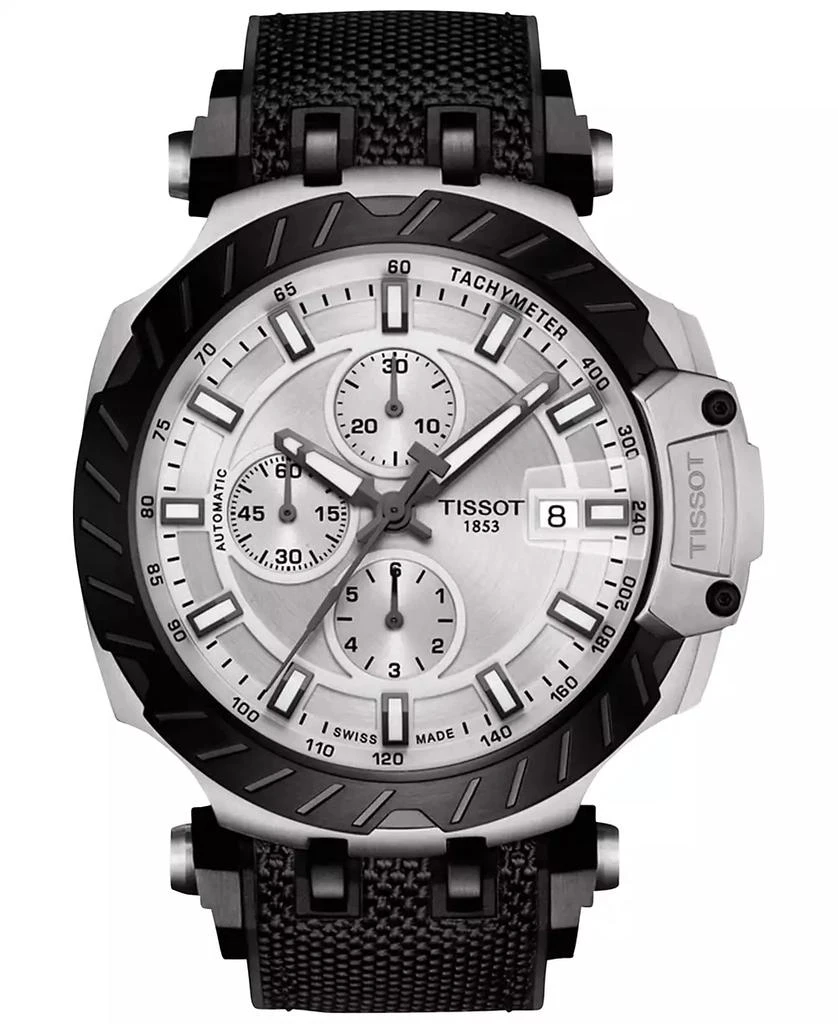 商品Tissot|Men's Swiss Automatic Chronograph T-Race Black Rubber Strap Watch 48.8mm,价格¥7273,第1张图片