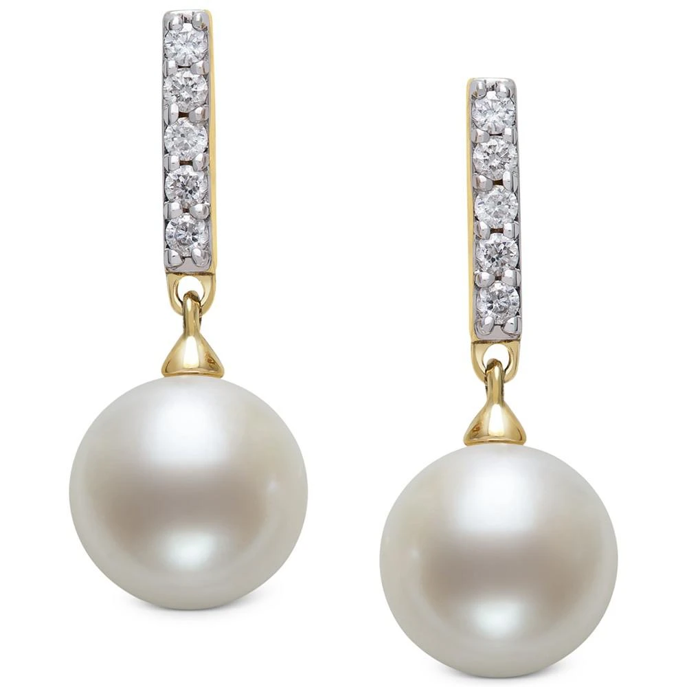 商品Belle de Mer|Cultured Freshwater Pearl (8mm) & Diamond (1/6 ct. t.w.) Drop Earrings in 14k Gold, Created for Macy's,价格¥14870,第3张图片详细描述