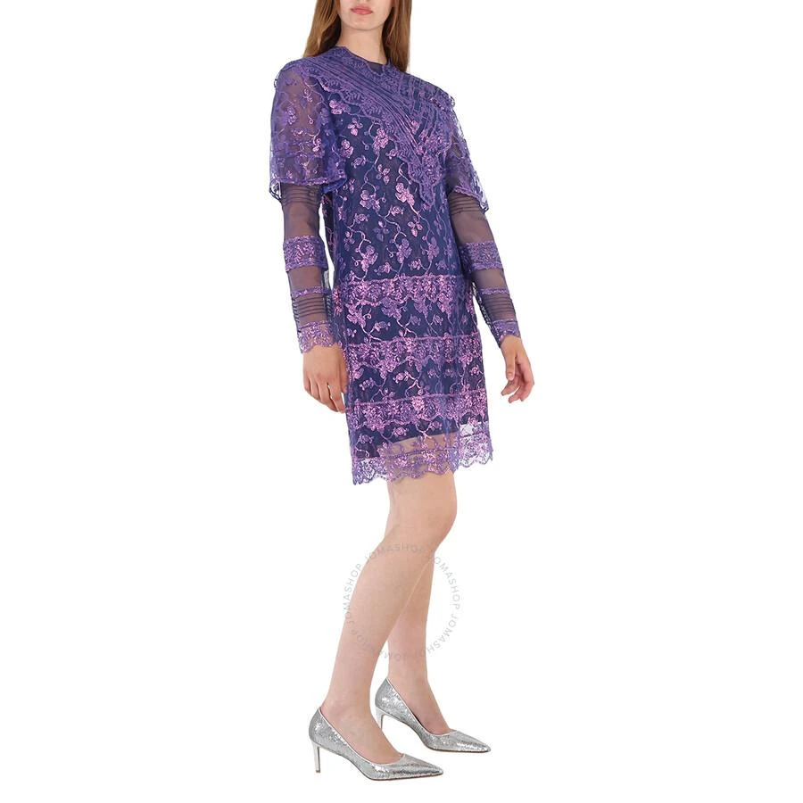 商品Burberry|Laminated Lace Cape Sleeve Dress In Bright Purple,价格¥3100,第2张图片详细描述