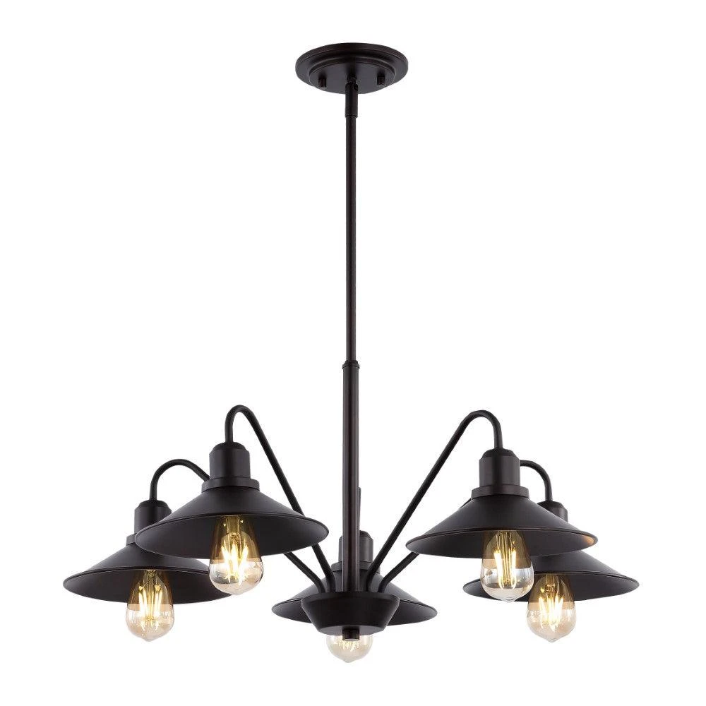 商品JONATHAN Y|Cole 27" 5-Light Metal Farmhouse Industrial LED Chandelier,价格¥1386,第2张图片详细描述