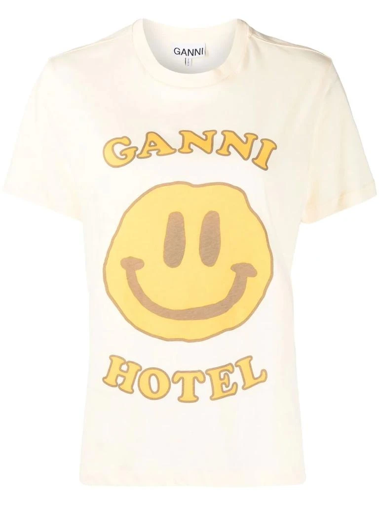 商品Ganni|Cream 'Smiley Hotel T-shirt',价格¥727,第1张图片