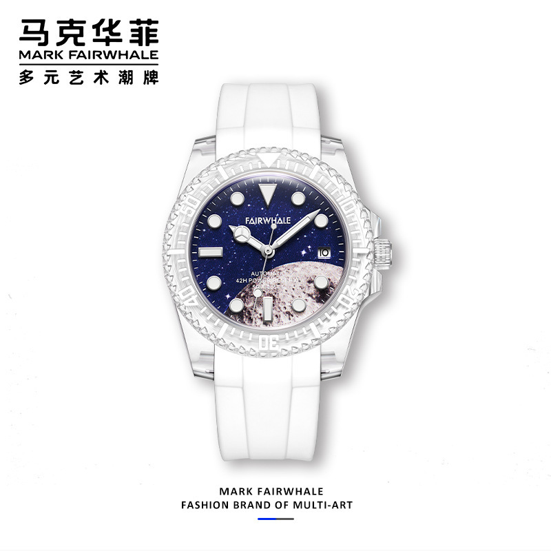 商品Mark Fairwhale|马克华菲品牌手表透明表壳水鬼炫酷女士机械表,价格¥495,第1张图片