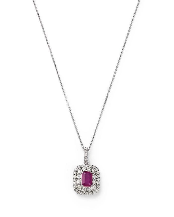 商品Bloomingdale's Fine Collection|Ruby & Diamond Pendant Necklace in 14K White Gold, 18",价格¥23445,第1张图片详细描述