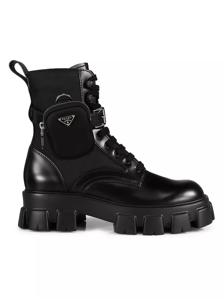 商品Prada|Monolith Lug-Sole Leather Combat Boots,价格¥13235,第1张图片