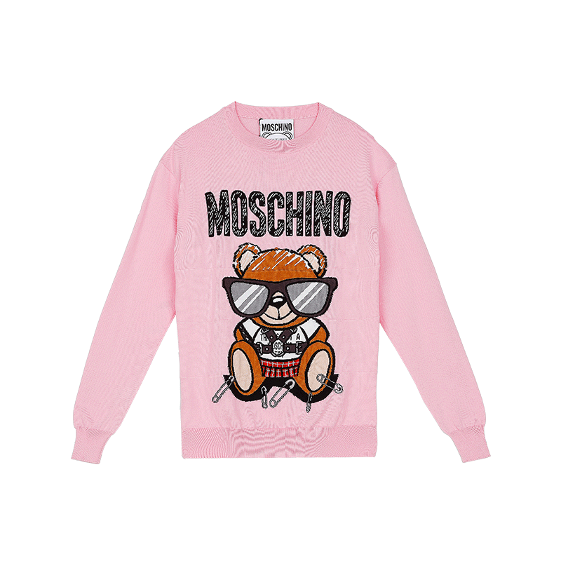 MOSCHINO/莫斯奇诺 女士棉质粉色泰迪熊长袖针织套衫 09305501 A1224 （清仓特价）商品第1张图片规格展示