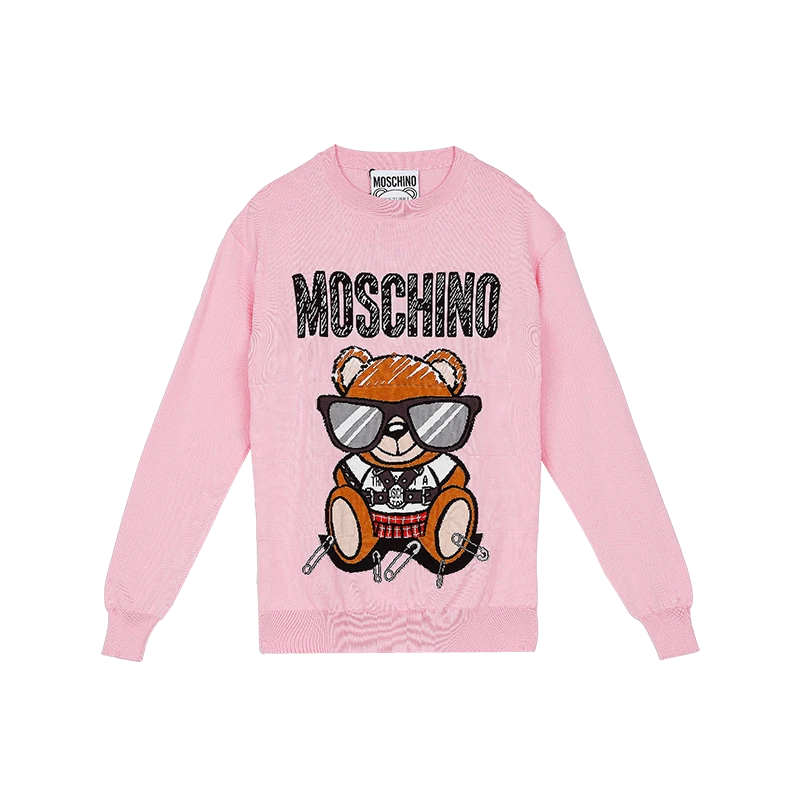 商品[国内直发] Moschino|MOSCHINO/莫斯奇诺 女士棉质粉色泰迪熊长袖针织套衫 09305501 A1224 （清仓特价）,价格¥1483,第1张图片