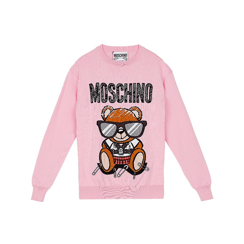 商品[国内直发] Moschino|MOSCHINO/莫斯奇诺 女士棉质粉色泰迪熊长袖针织套衫 09305501 A1224 （清仓特价）,价格¥1468,第1张图片
