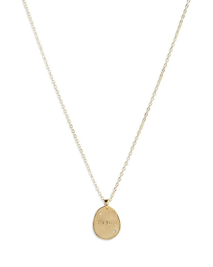 商品Ted Baker London|Pavé Logo Coin Pendant Necklace in Gold Tone, 16.5"-18.5",价格¥247,第1张图片