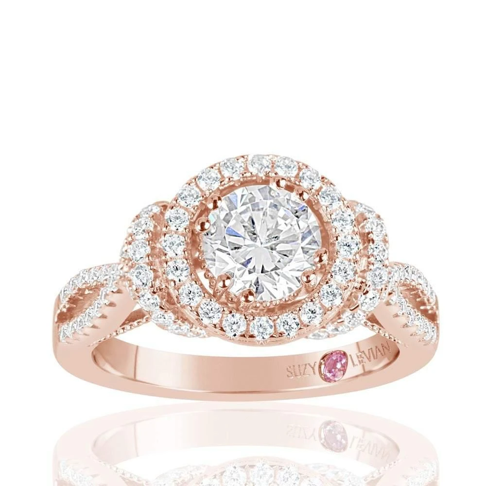 商品Suzy Levian|Rose Sterling Silver White Cubic Zirconia Engagement Ring,价格¥1042,第1张图片