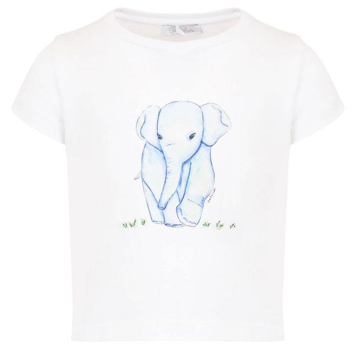 Baby White & Blue Elephant T Shirt商品第1张图片规格展示