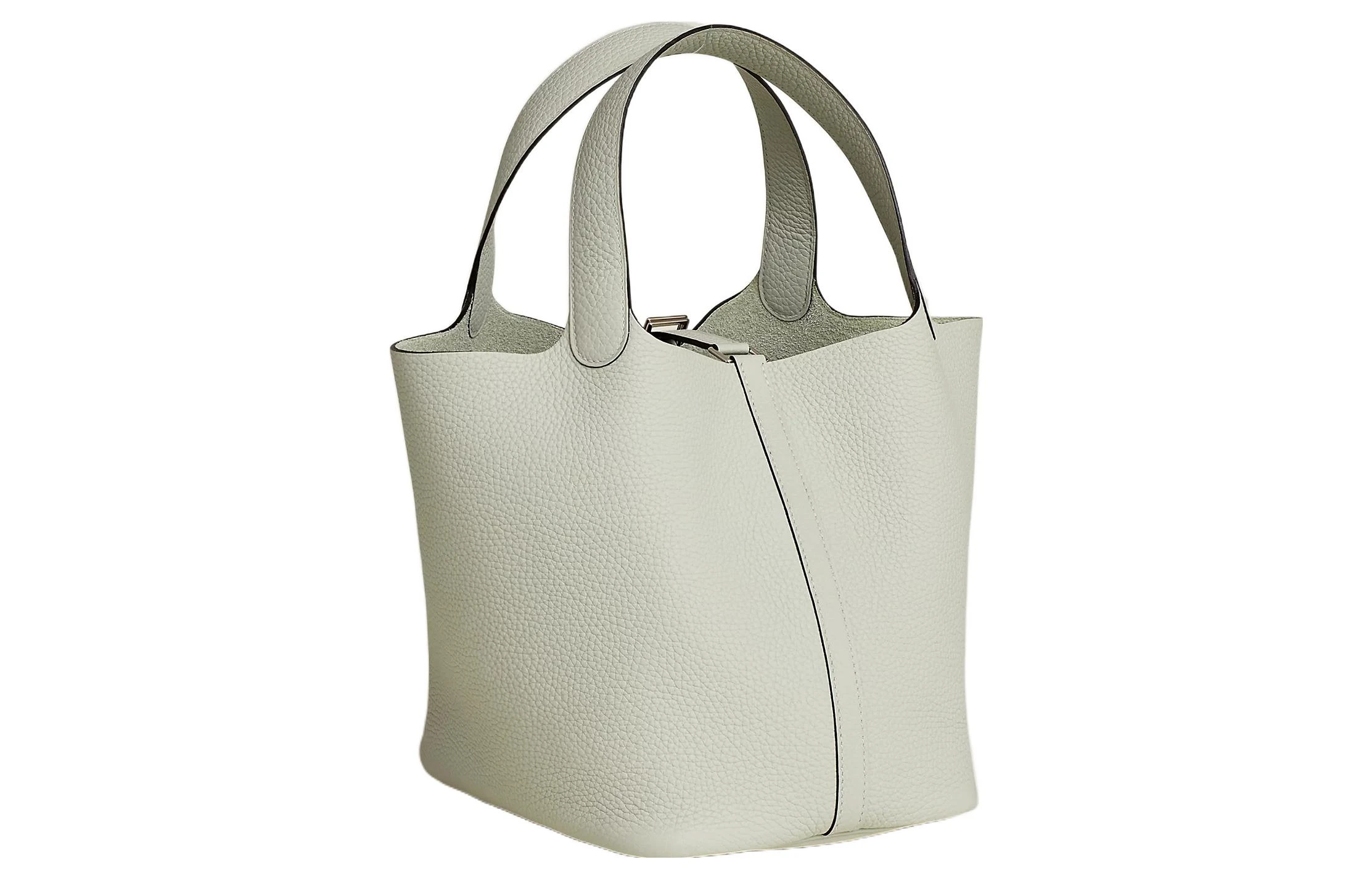 商品[国内直发] Hermes|爱马仕 Picotin Lock 22 菜篮子 Clemence小公牛皮 银扣 水桶包手提包 22 女款 0W Gris Neve 冰晶灰,价格¥37549,第4张图片详细描述
