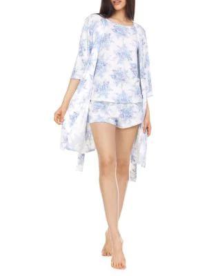 商品Flora Nikrooz|Maple 3-Piece Floral Pajama Short Set,价格¥221,第3张图片详细描述