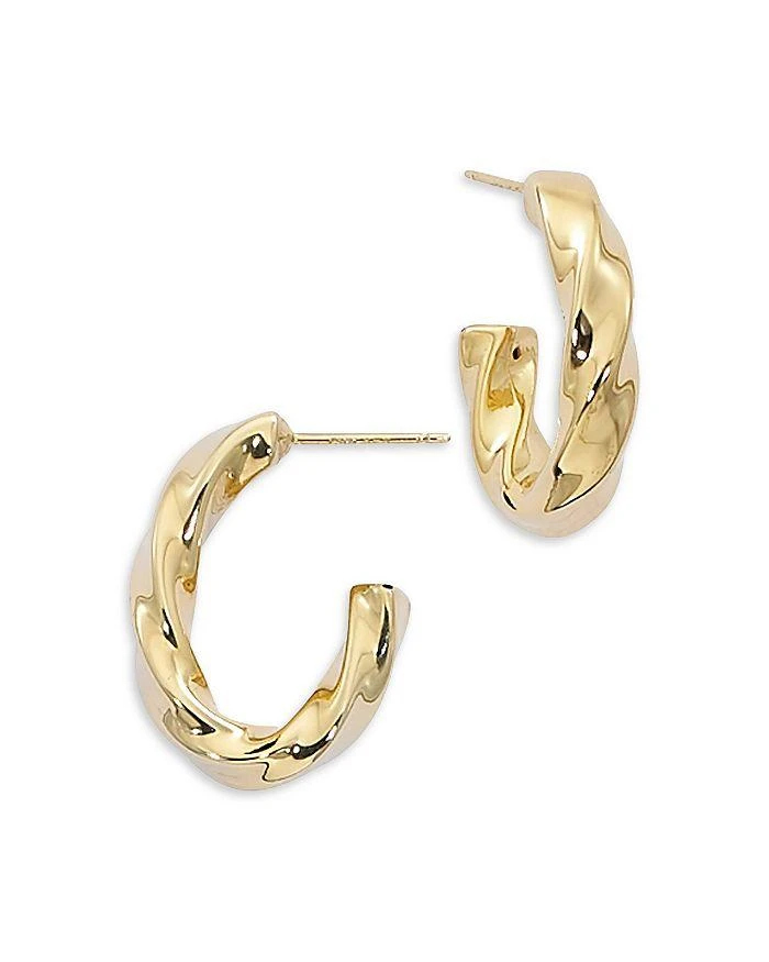 商品Moon & Meadow|14K Yellow Gold Twisted Oval Hoop Earrings,价格¥2647,第1张图片详细描述