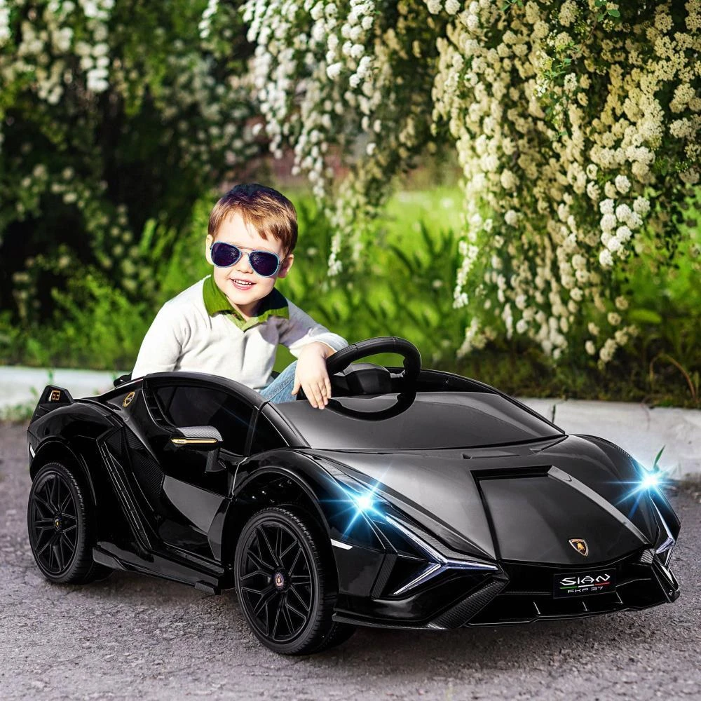 商品BreeBe|Aosom 12V Ride on Car, Lamborghini SIAN Licensed Battery Powered Electric Car for Kids with Remote Control, Horn, Music, & Headlights, Black,价格¥2773,第2张图片详细描述