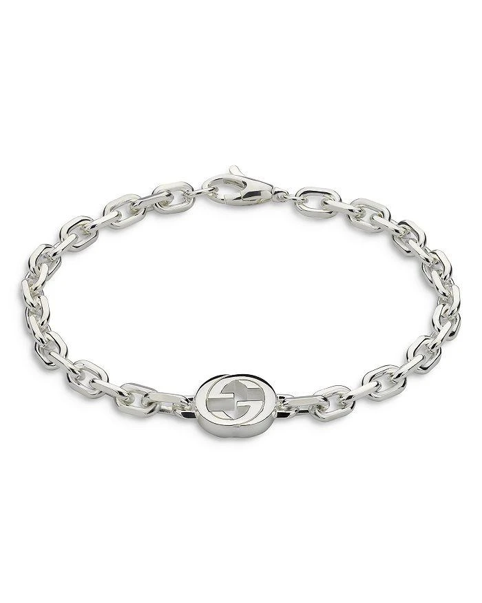 商品Gucci|Sterling Silver Interlocking G Pendant Link Bracelet,价格¥2541,第1张图片