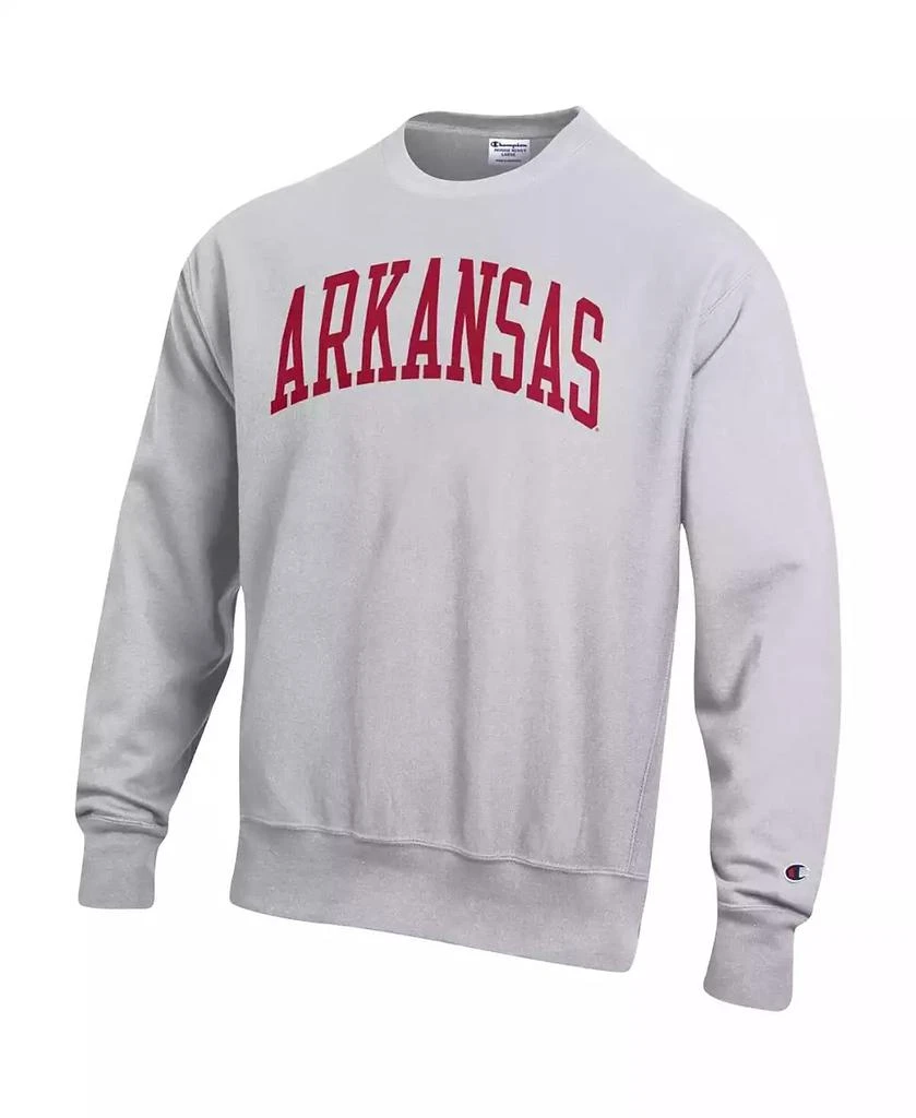 商品CHAMPION|Men's Ash Arkansas Razorbacks Big and Tall Reverse Weave Fleece Crewneck Pullover Sweatshirt,价格¥529,第2张图片详细描述