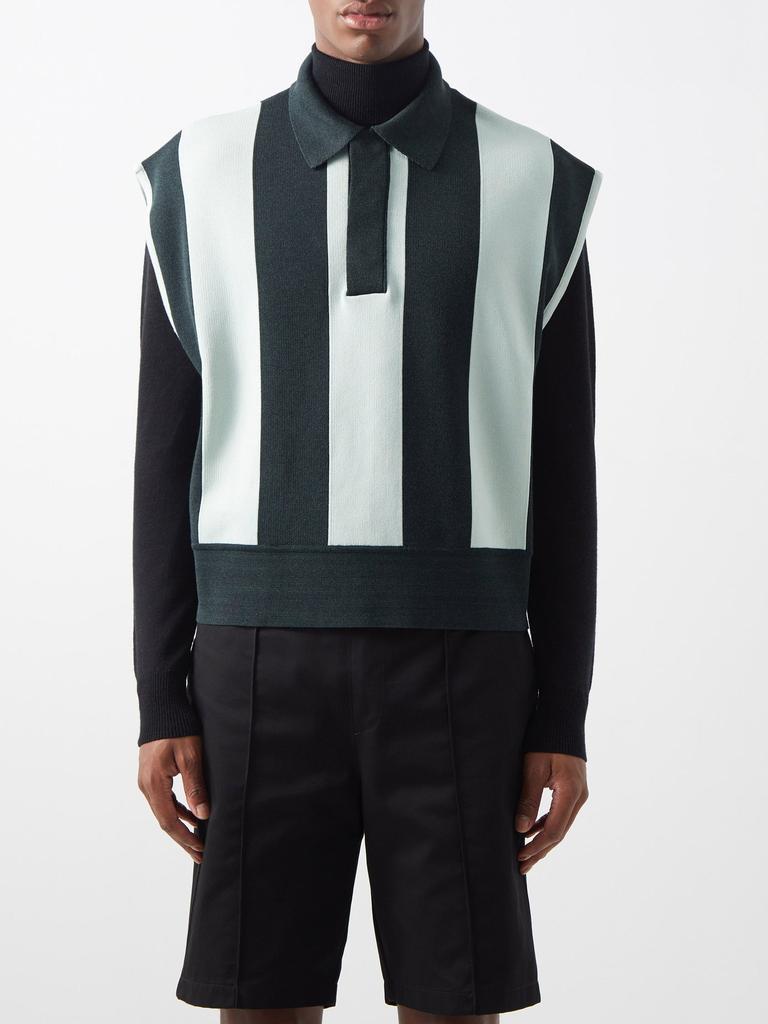 商品AMI|Striped cotton-blend sweater vest,价格¥2360,第1张图片
