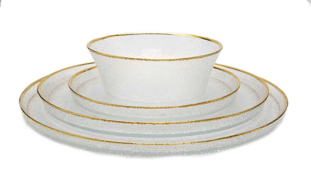 商品Classic Touch Decor|Set of 4 Pebbled Glass Chargers Raised Rim with Gold Border,价格¥1106,第4张图片详细描述