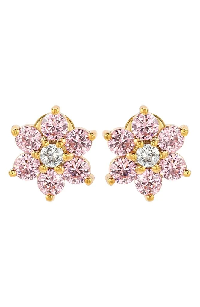 商品Suzy Levian|Sterling Silver & CZ Pink Flower Stud Earrings,价格¥1005,第1张图片