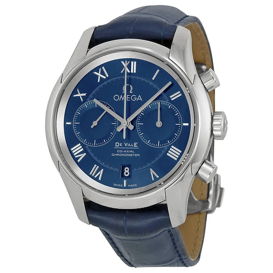 商品Omega|De Ville Blue Dial Blue Leather Men's Watch 43113425103001,价格¥32608,第1张图片