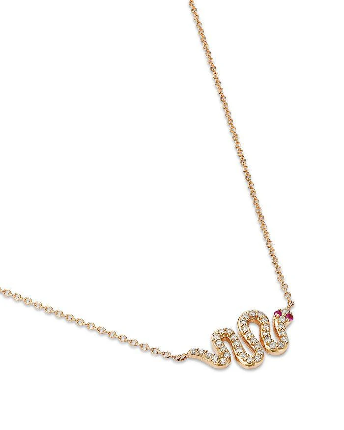 商品Moon & Meadow|14K Yellow Gold Italy Ruby & Diamond Snake Pendant Necklace, 16-18" - Exclusive,价格¥4934,第3张图片详细描述