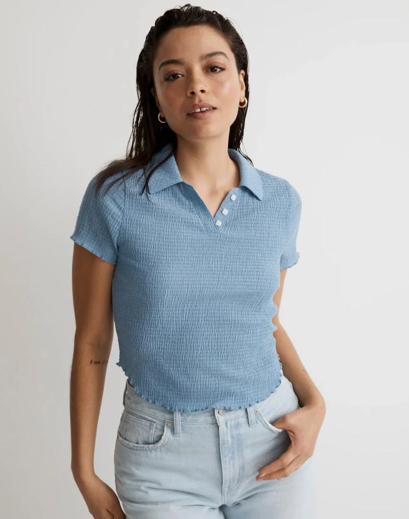 商品Madewell|Crinkle Polo Crop Tee,价格¥81,第1张图片