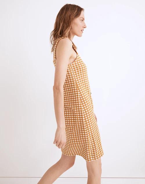Jacquard Button-Front Mini Dress in Gingham Check商品第2张图片规格展示