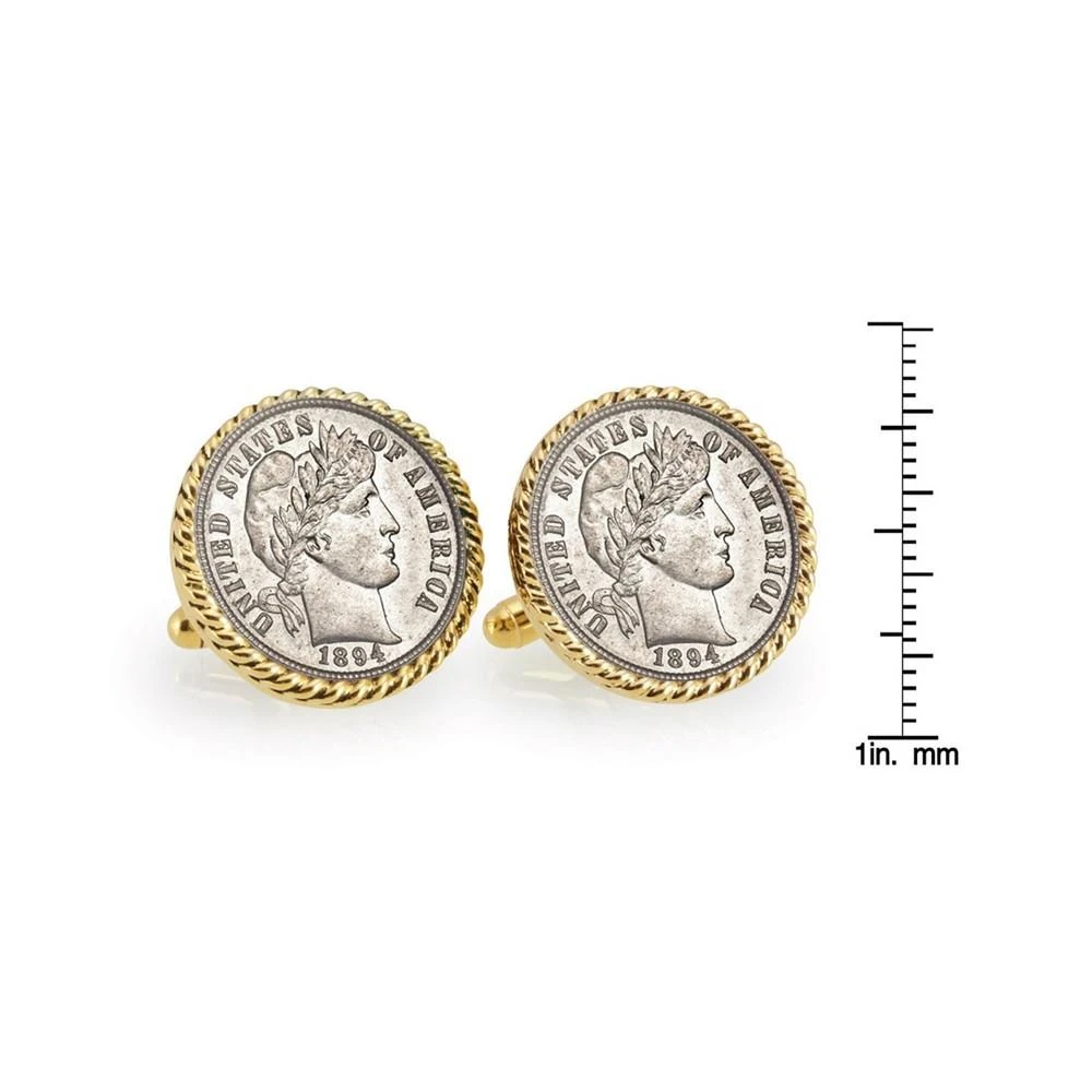 商品American Coin Treasures|1800's Silver Barber Dime Rope Bezel Coin Cuff Links,价格¥585,第2张图片详细描述
