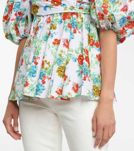商品CAROLINE CONSTAS|Brie floral cotton-blend top,价格¥1102,第5张图片详细描述