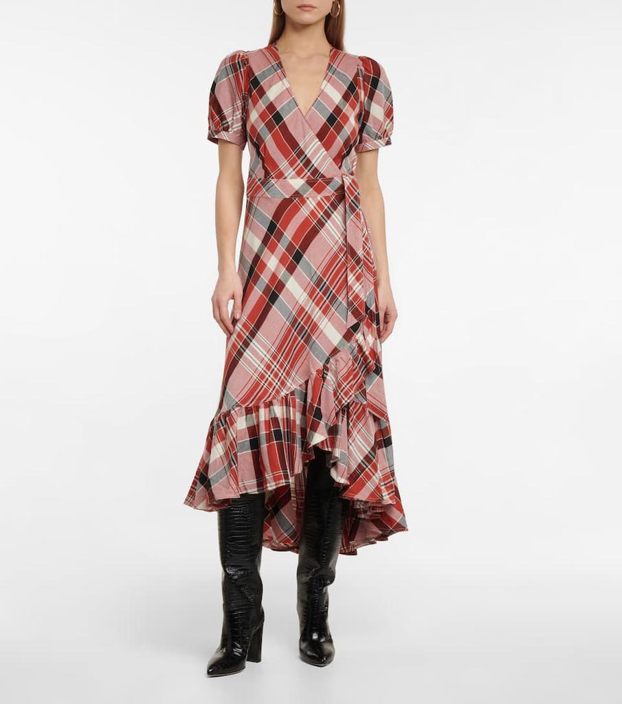 商品Ralph Lauren|格纹棉质混纺中长裹身连衣裙,价格¥1239,第4张图片详细描述