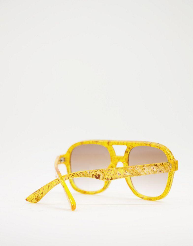 商品ASOS|ASOS DESIGN frame aviator sunglasses in brown acetate transfer  - BROWN,价格¥35,第6张图片详细描述
