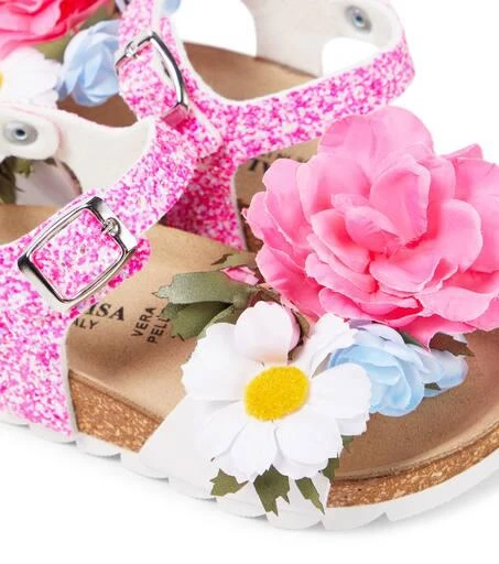 商品MONNALISA|Floral-appliqué glitter sandals,价格¥1085,第5张图片详细描述